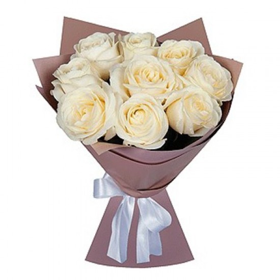 9 Adet Beyaz Gül Buketi